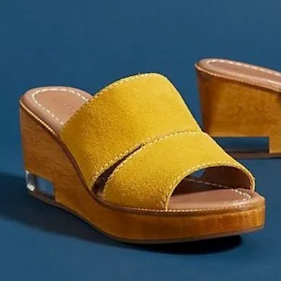 Anthropologie Bernardo "Kara" Suede Wedge Sandals - Picture 9 of 9